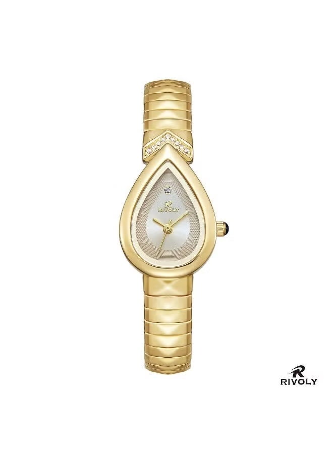Women's wristwatch with a stainless steel bracelet and a zircon-studded dial.